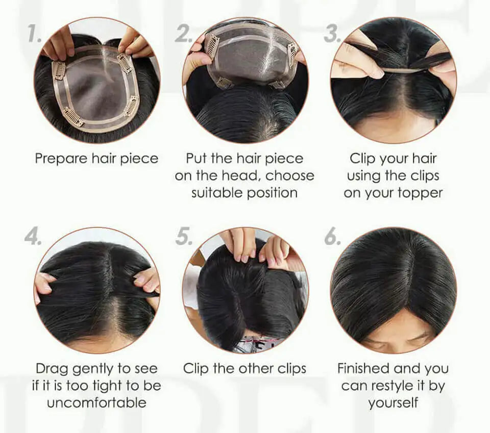 Silk Base Straight Hair Toppers Natural Looking Remy Human Topper Clips Breathable
