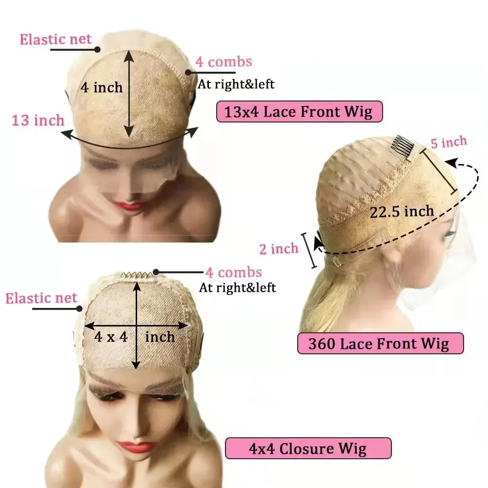 Human Hair Lace Frontal Wig Ombre Blonde Highlights Natural Wave Brown Roots