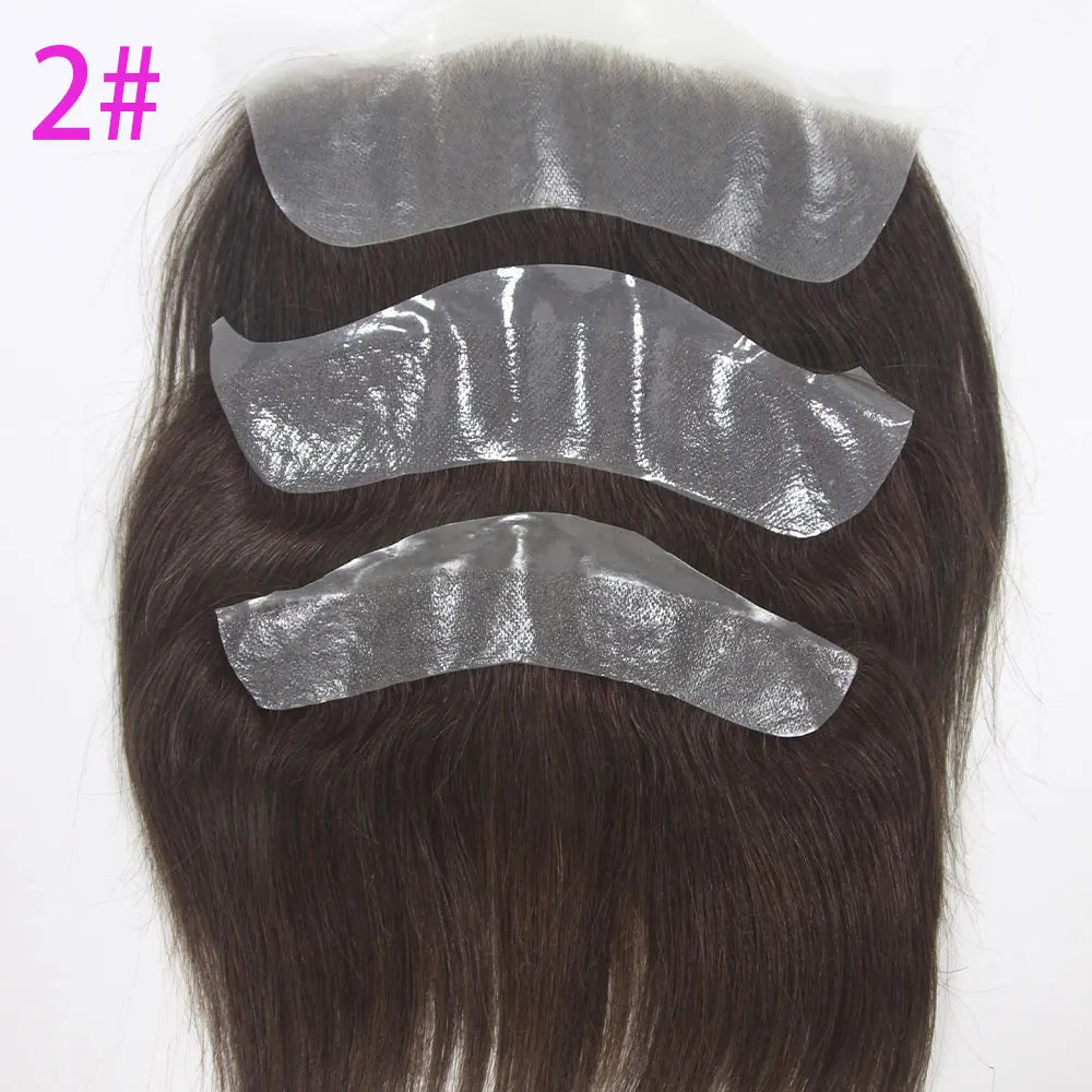 Front Toupee Mens Wig Natural PU Hairline, 100% Human Hair Piece Thin