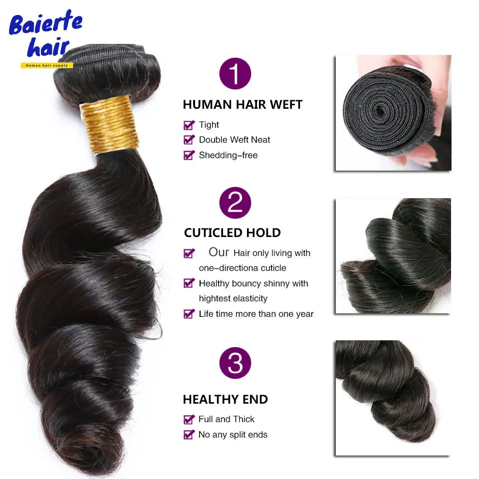 Loose Wave Bundle Human Hair Weave Unprocessed Virgin Wavy Weft Big Spiral