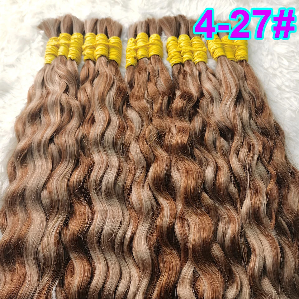 Human Hair Bulk Bundles Curly Water Wave Deep Remy Braiding No Weft