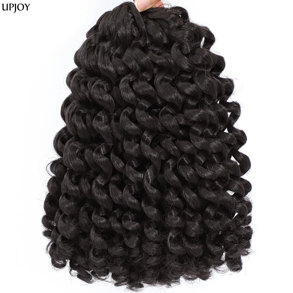 Jamaican Bounce Crochet Hair Jumpy Wand Curl Synthetic Braiding Extensions Ombre Brown