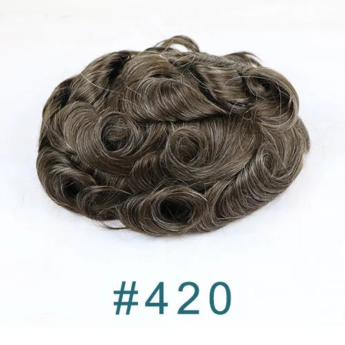 100% Human Hair Ombre Honey Brown Men's Wig Capillary Prosthesis System Natural