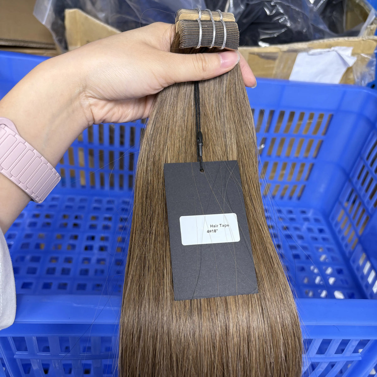 Tape in Vietnamese Virgin Human Hair 50g/ Colored Straight Extensions Skin Weft