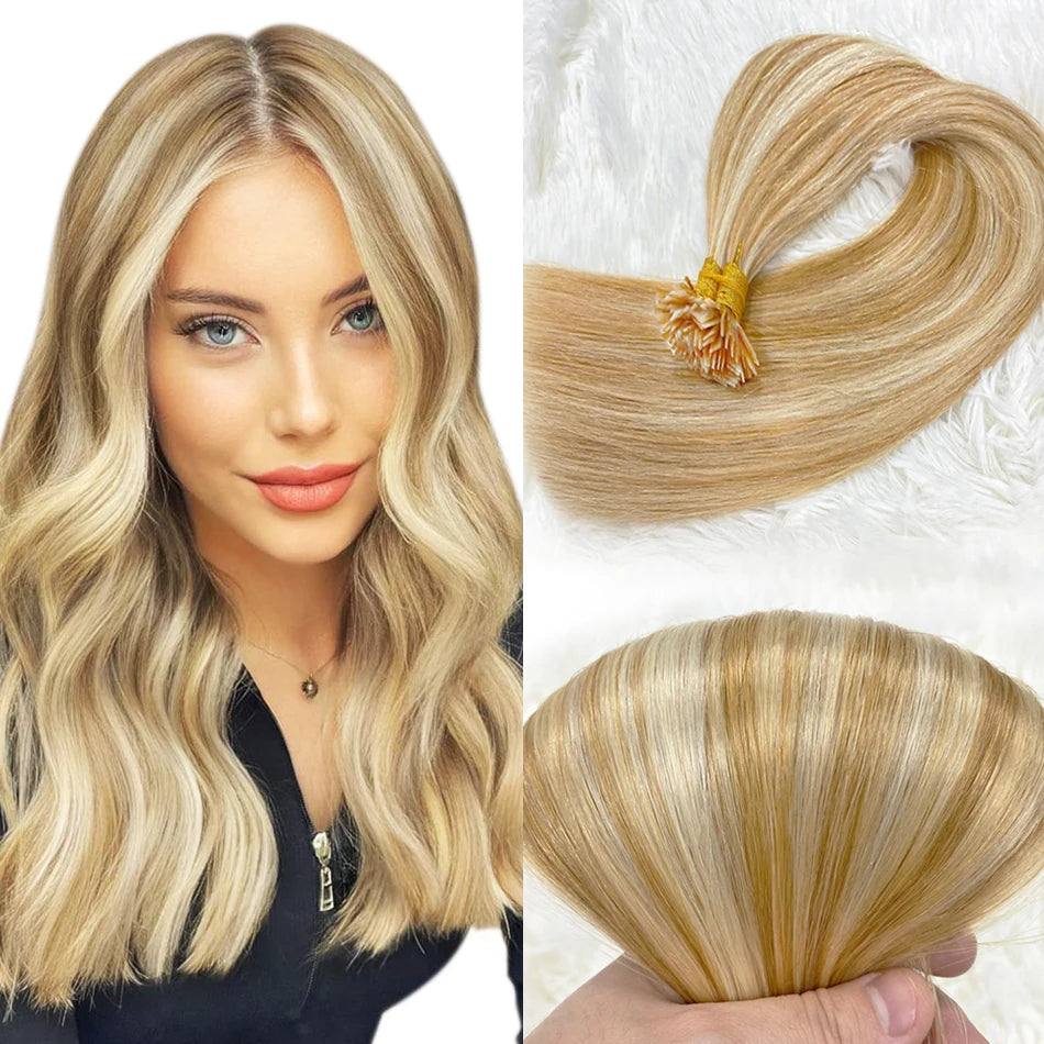 Human Hair Flat Tip Extension Remy Hair18-30inch Real Silky Straight Black Brown