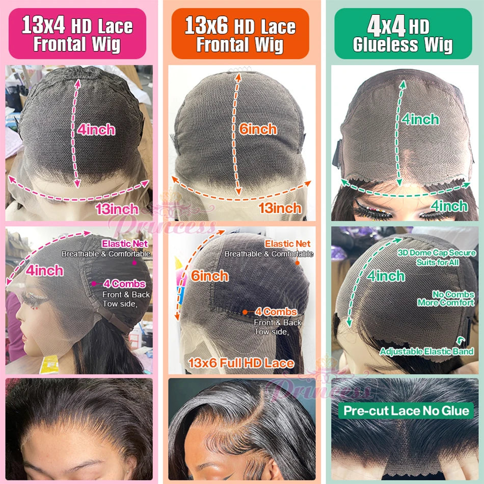 Wear Go Glueless Human Hair Wigs Pre Plucked Brazilian Straight, 13x4 HD