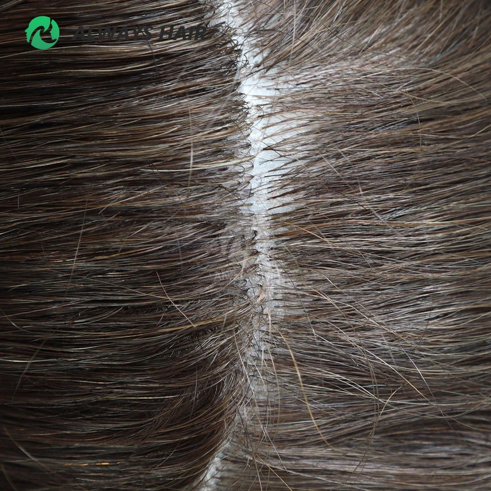 Men's Skin Base Toupee, Capillary Prosthesis, 130% Density, 0.12-0.14mm