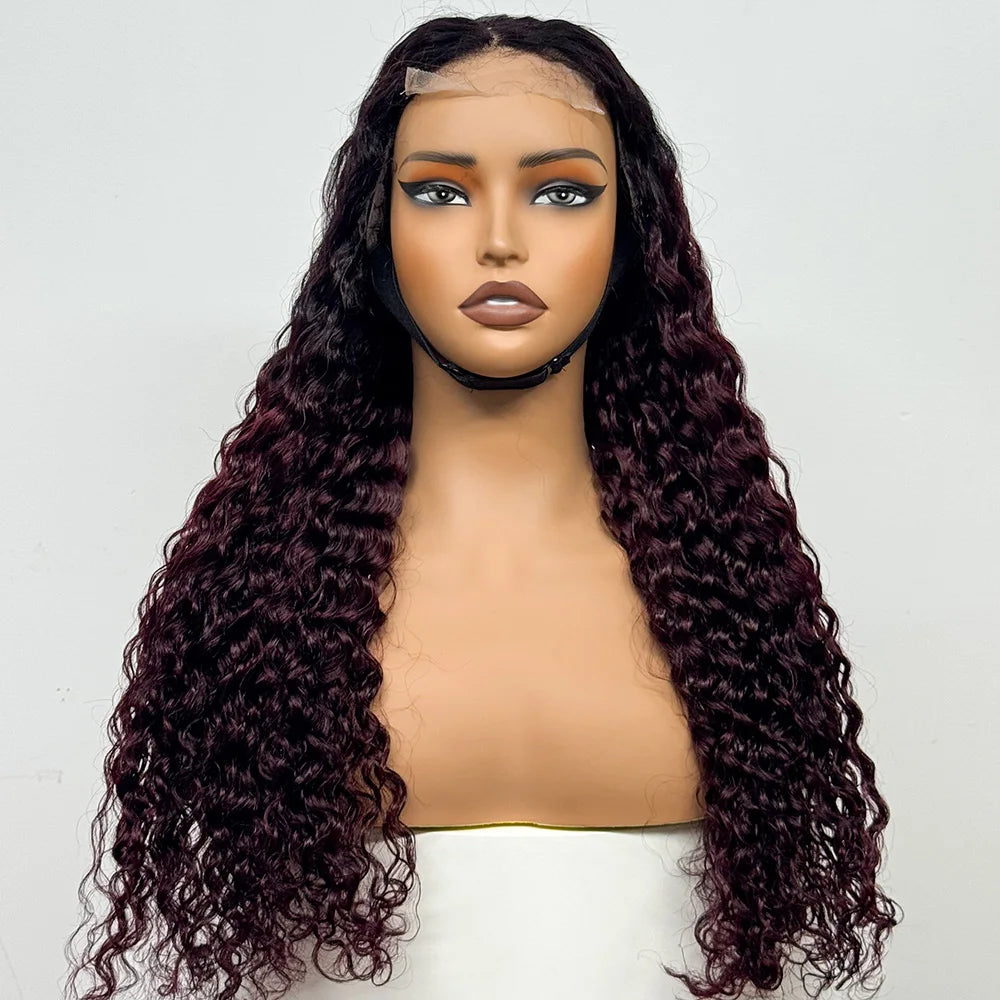 Water Wave Human Hair Lace Closure Wig, 4x4 Transparent Lace, 300% Density