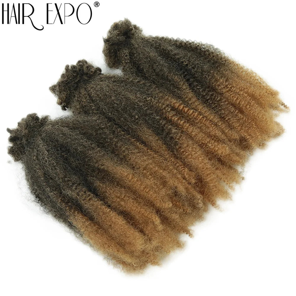 Afro Kinky Curly Bulk Crochet Hair Synthetic Marley Twist Braiding Extensions Ombre