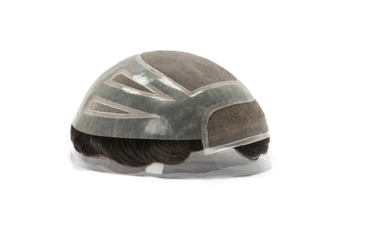 Lace with PU Men Toupee Hair Prosthesis Breathable Natural Human Hair Toupee Wig