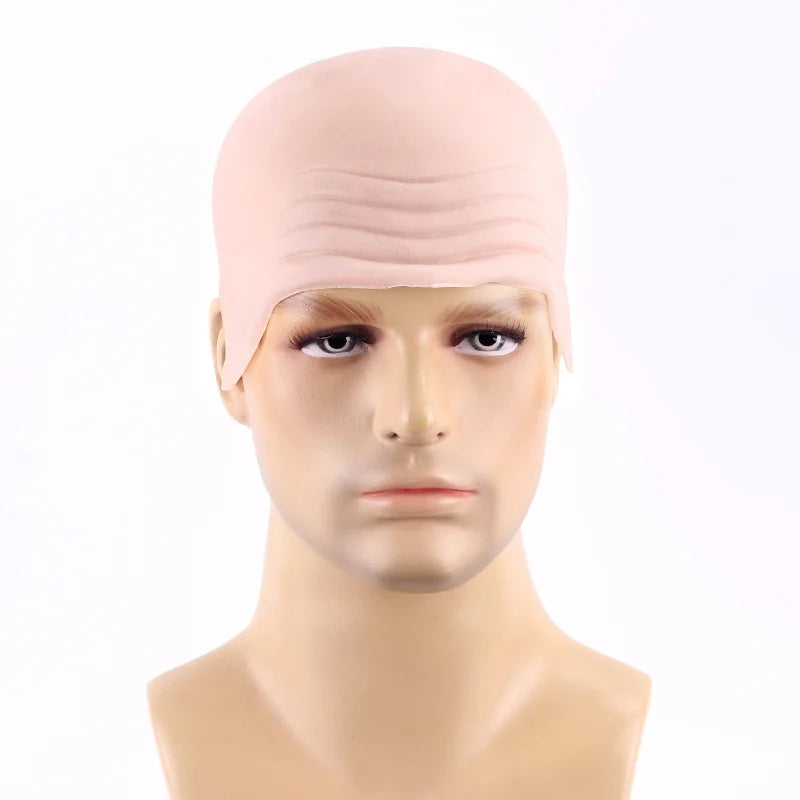 Hairless Fake Skull Wig, Thick Bald Synthetic Fiber Wig