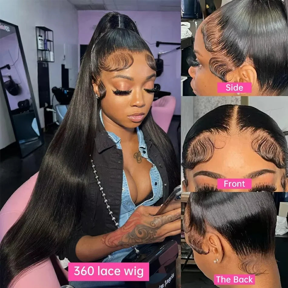 Invisible Strap Full Lace Glueless Wig Human Hair Straight, 13x4 HD Front