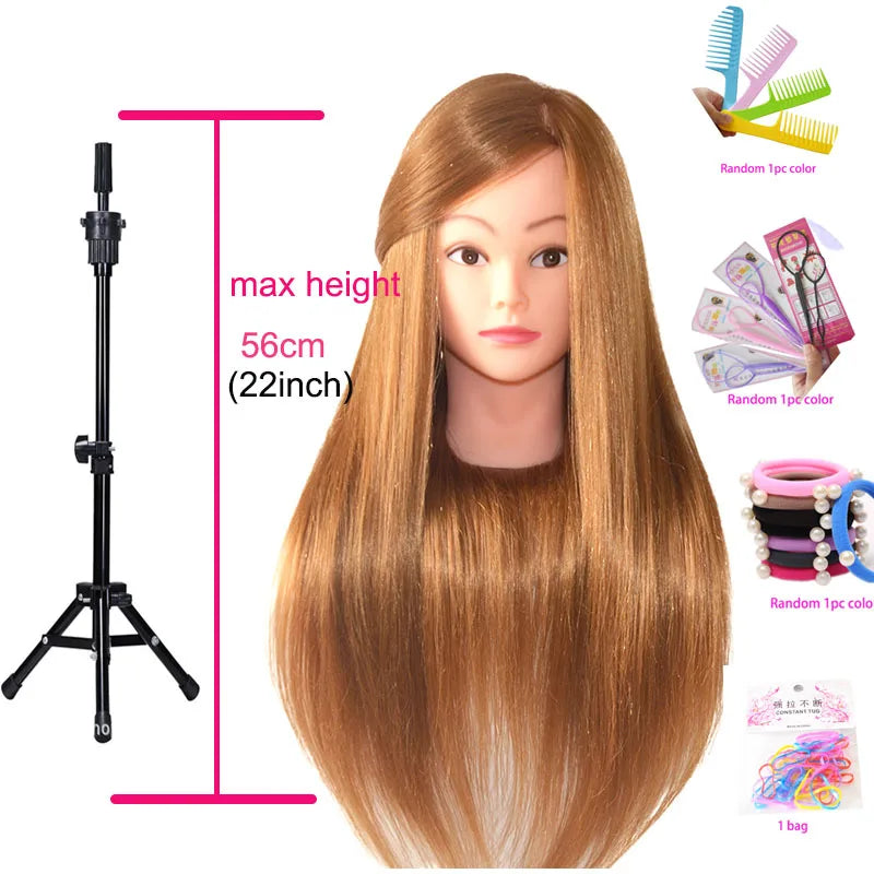 85%Real Hair Doll Head Hairstyle Hairdressing Professional Mannequin Styling To Practice Curl