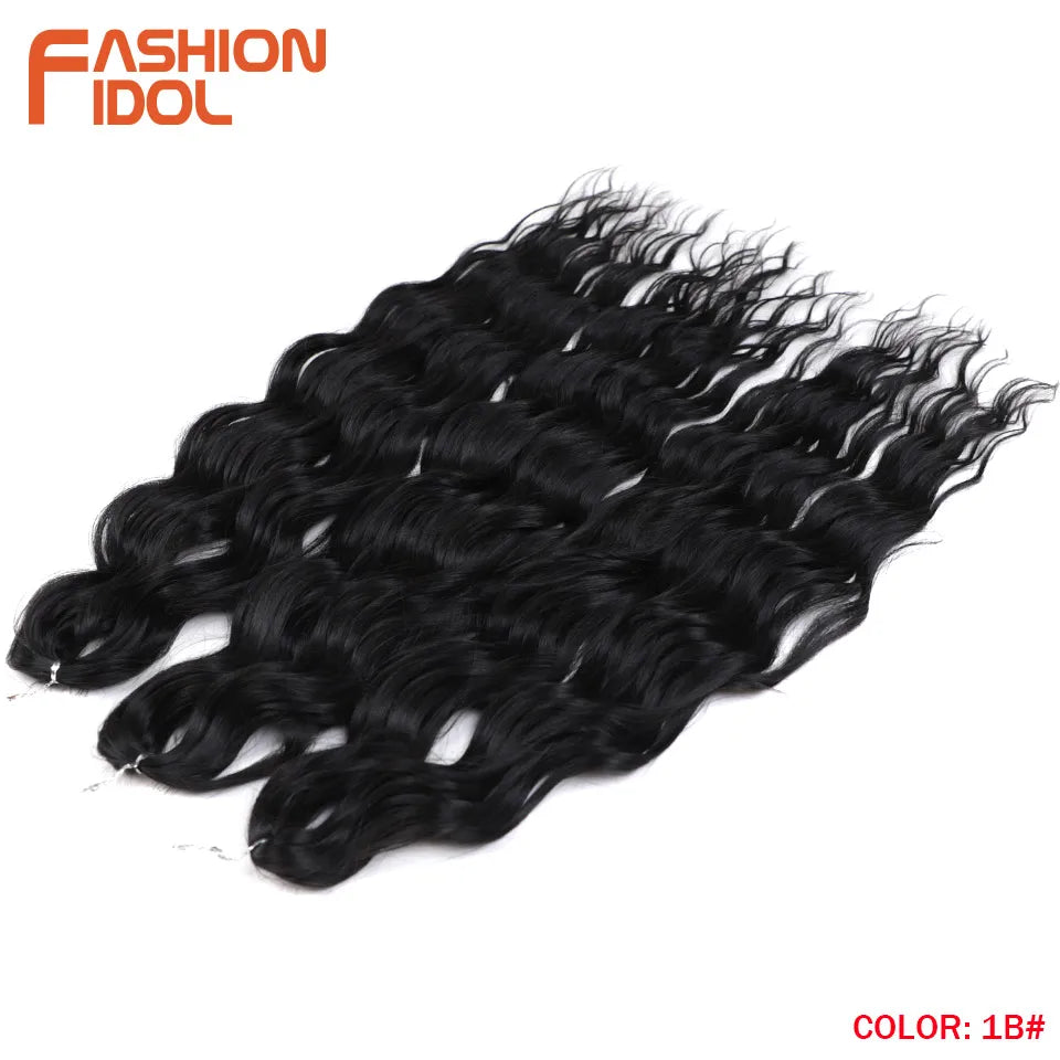 Loose Deep Wave Synthetic Braiding Hair Extensions - 24 Inch Water Wave, Ombre Blonde Twist Crochet