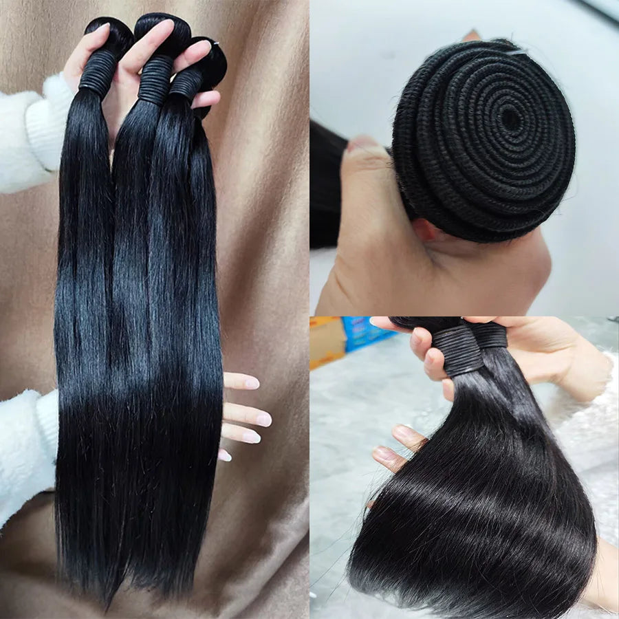 26Inch Human Hair Bundles 10A Brazilian Raw Weave Straight Extensions