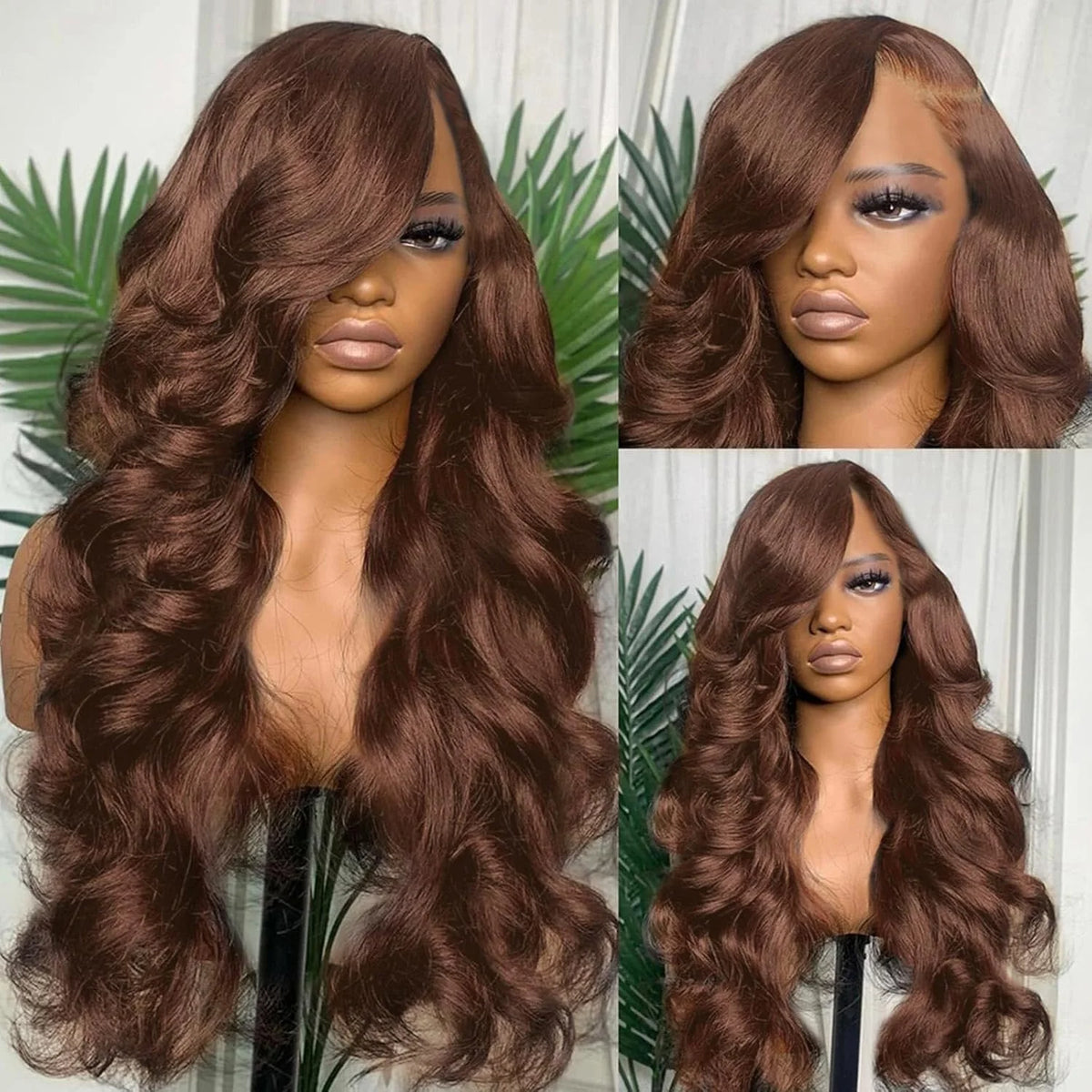 Body Wave Chocolate Brown Lace Front Wigs Human Hair, 13x4 HD Frontal