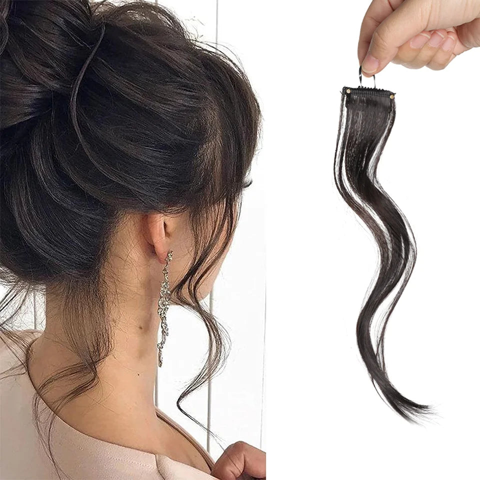 Chic 10'14-Inch Clip-In Bangs with Temples - Synthetic Curly Wavy Hairpieces, Versatile & Easy to Style
