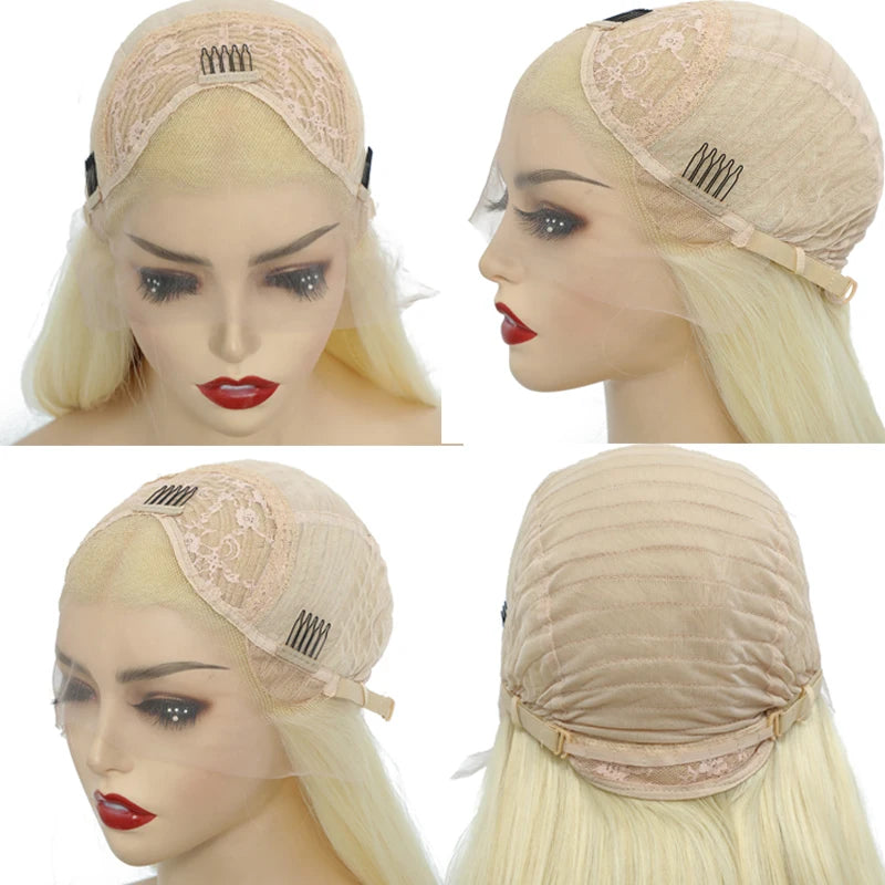 Pink Straight Synthetic Lace Hair Middle Part Wig Natural Hairline Heat Fiber