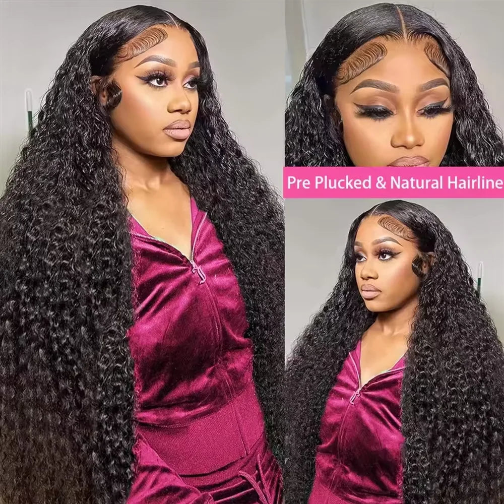 Deep Wave Human Hair Lace Front Wig - 13x4/13x6 HD Lace, 250% Density, 42 Inch, Glueless