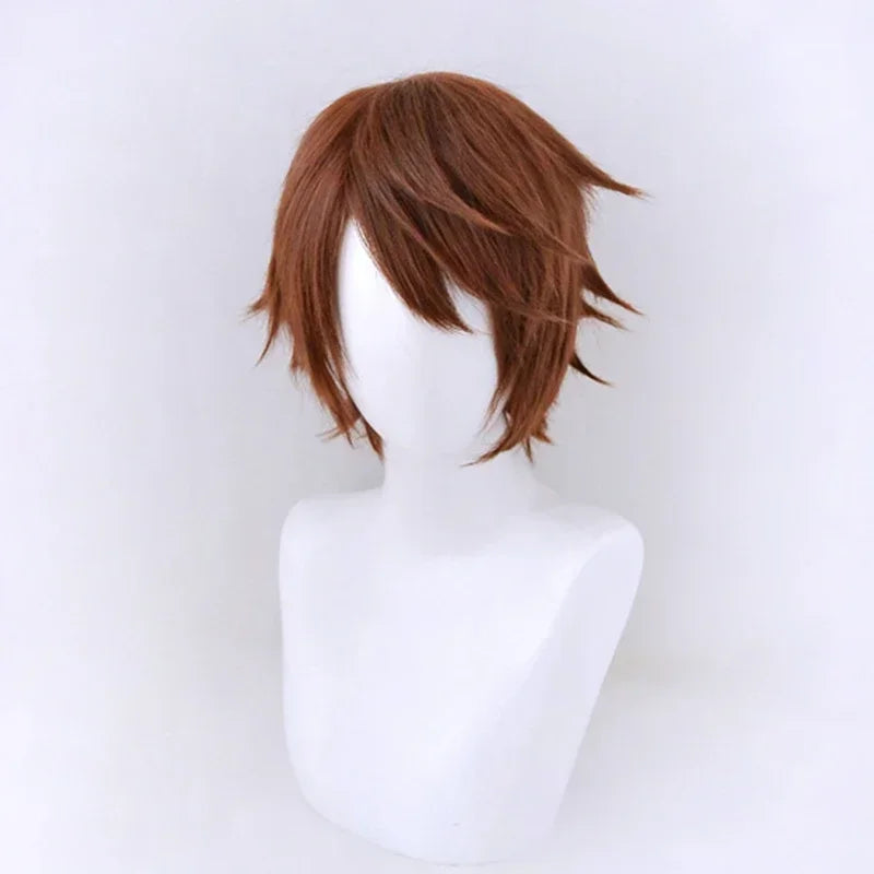 Halloween Anime Cosplay Wig 30cm Dark Brown Short Hair Heat Resistant Synthetic Wigs