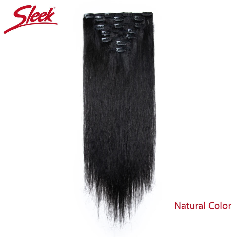 Sleek Straight Clip in Hair Extensions Human Hair Natural Blonde 613 Color 7pcs/Pack Clip in Extensions Salon-Grade Quality