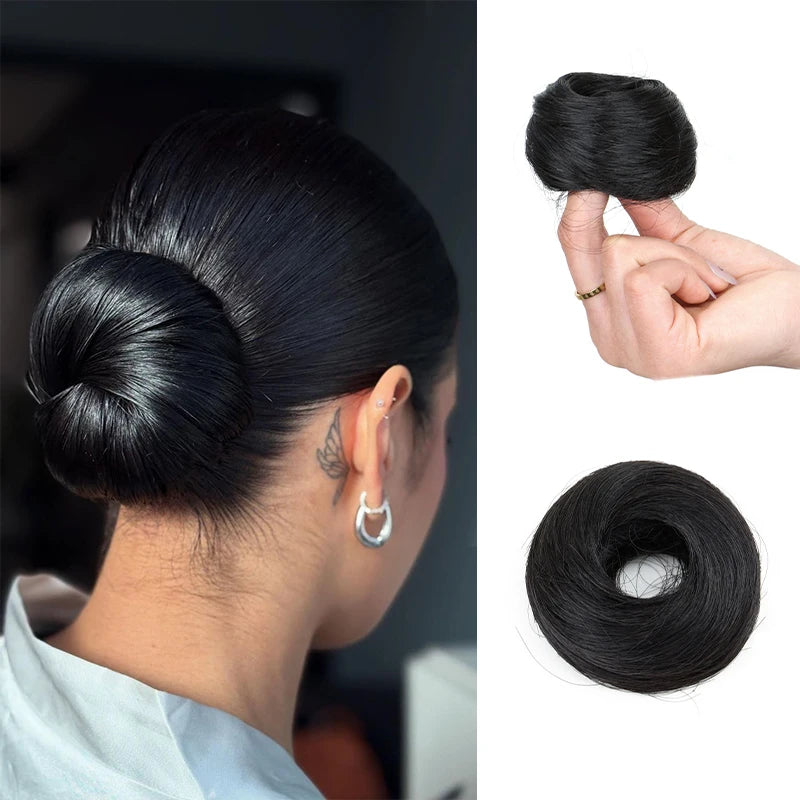 Synthetic Short Straight Hair Bun Chignon Hairpiece Ring Bun Hairstyle Heat-Resistant Easy to Wear Hair Accessories