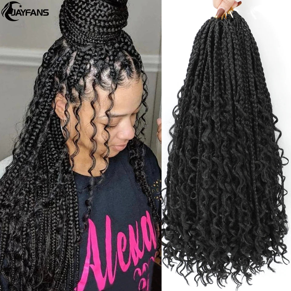 Boho Box Braids Crochet Synthetic Hair Goddess Curly Ends Bohomian