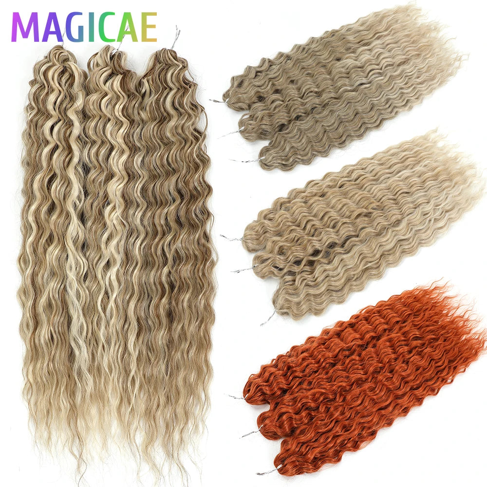 22Inches 300Grams Ariel Deep Water Twist Braids Crochet Protein Hair Orange Blond