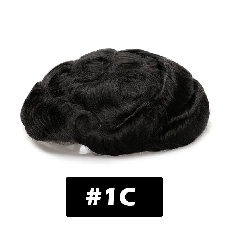 Lace with PU Men Toupee Hair Prosthesis Breathable Natural Human Hair Toupee Wig