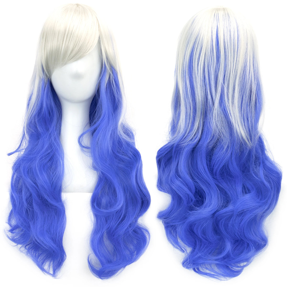 Synthetic Hair Ombre Rainbow Cosplay Wig with Bangs Red Yellow Purple Green Blue Wigs