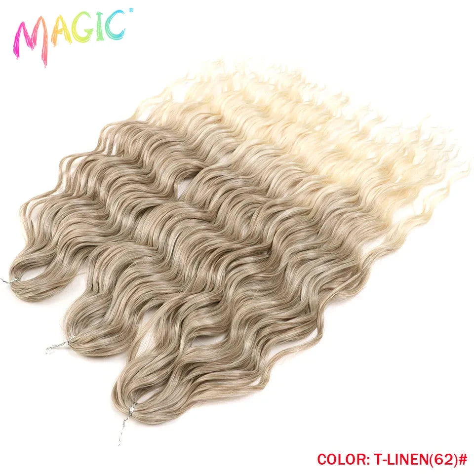 Water Wave Braiding Hair Extensions Ombre Blonde Deep Afro Curl Twist Crochet