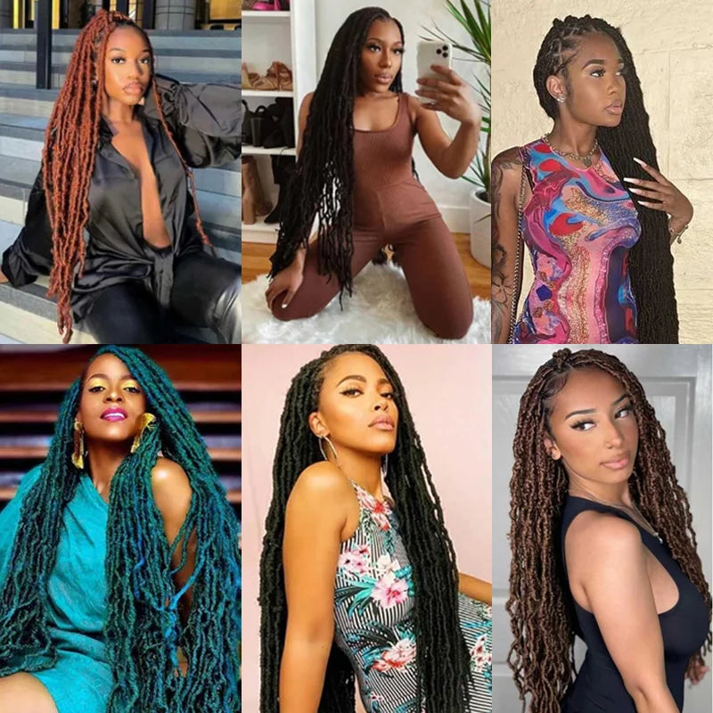 Brown Soft Synthetic Locs 30 Inch 7 Packs Faux Locs Color 30 Crochet Locs Hair Whole Strand No Extended Pre-looped Long Locs