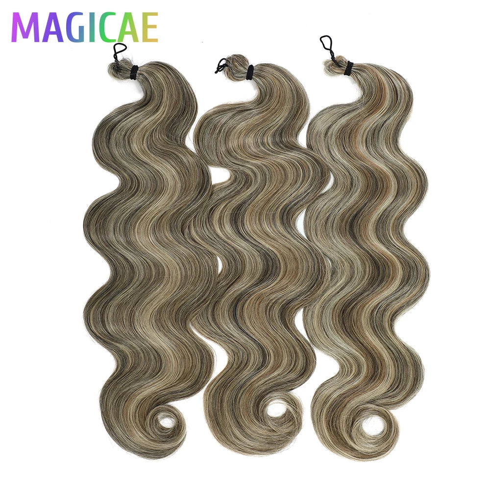300G 26Inch Ombre Grey Crochet Braids Body Wave Light Brown Highlight Sp4/27/613