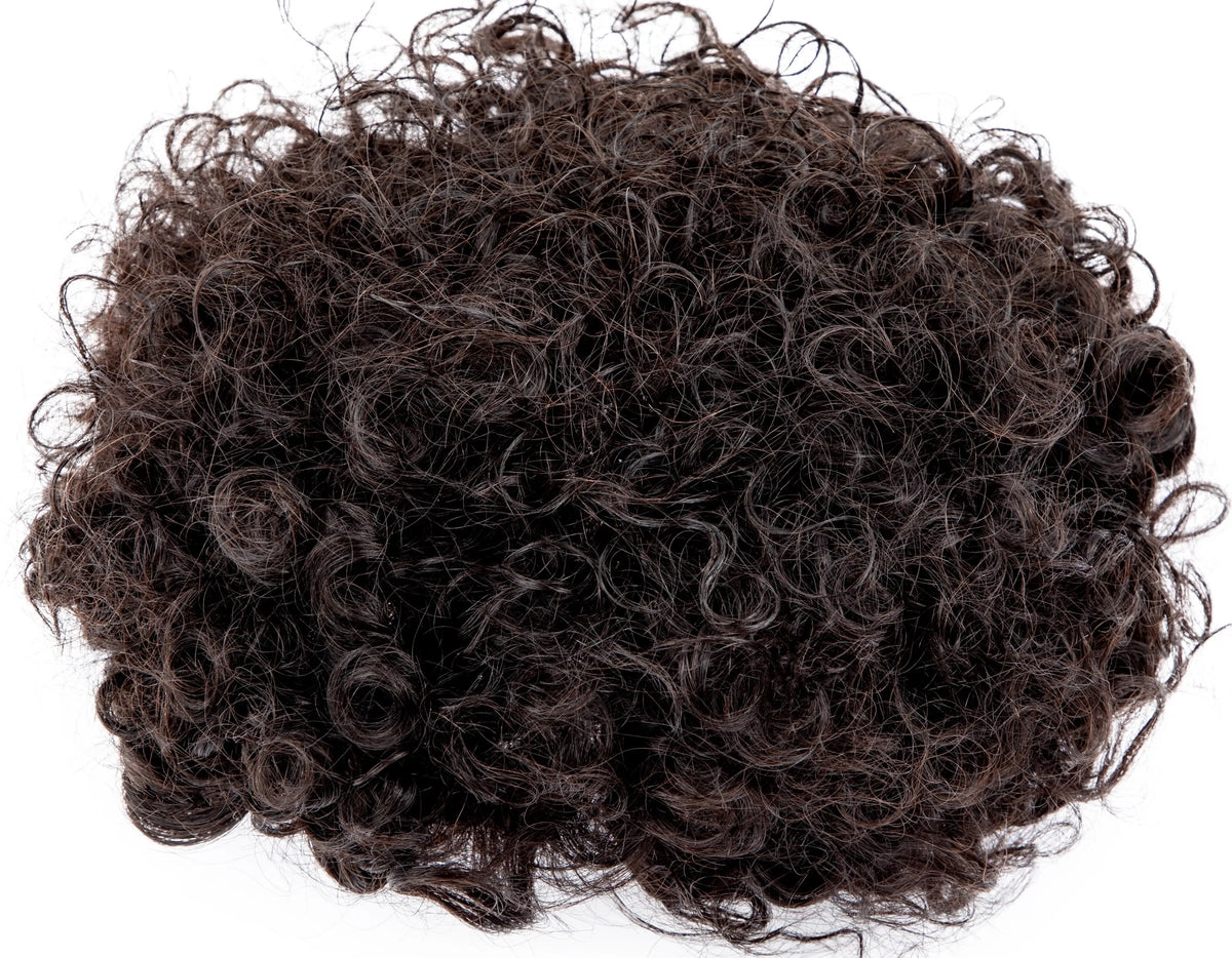 Hair Prosthesis Curly Men's Wig Breathable Toupee Mono, 100% Durable Natural Human