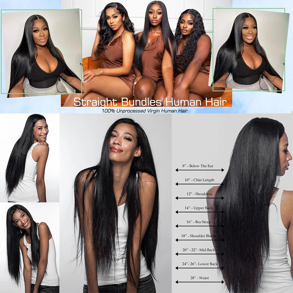 Straight 100% Human Indian Raw Hair Bundles Super Double Drawn 18A Virgin
