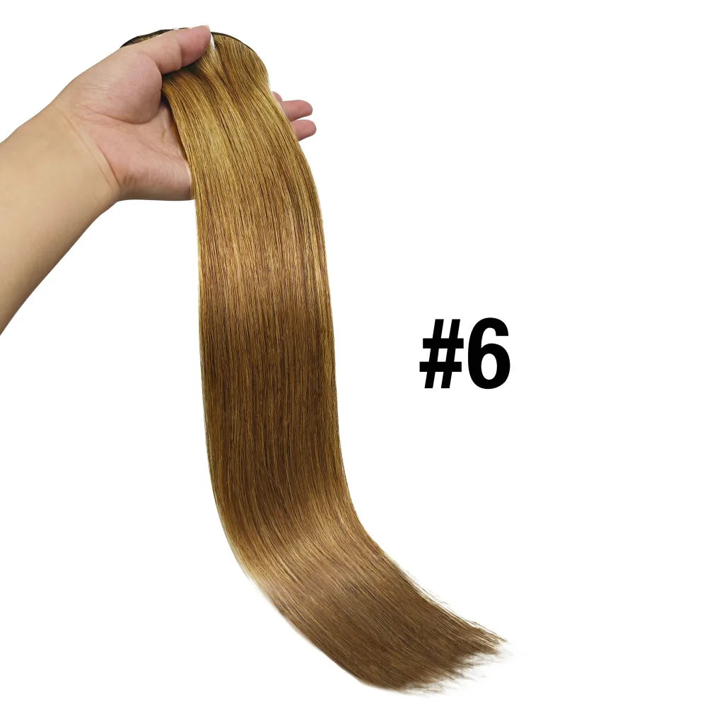Clip in Hair Extensions Chestnut Brown Double Weft Thick 120G Silky Straight