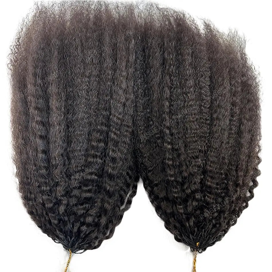 Kinky Straight Human Crochet Hair Extensions, 26-30 Inch, Pre-Separated Feather Crochet, Natural Black
