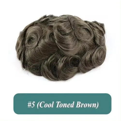 Swiss Lace PU Toupee Black Europe Human Hair Wig 1B40 Replacement System