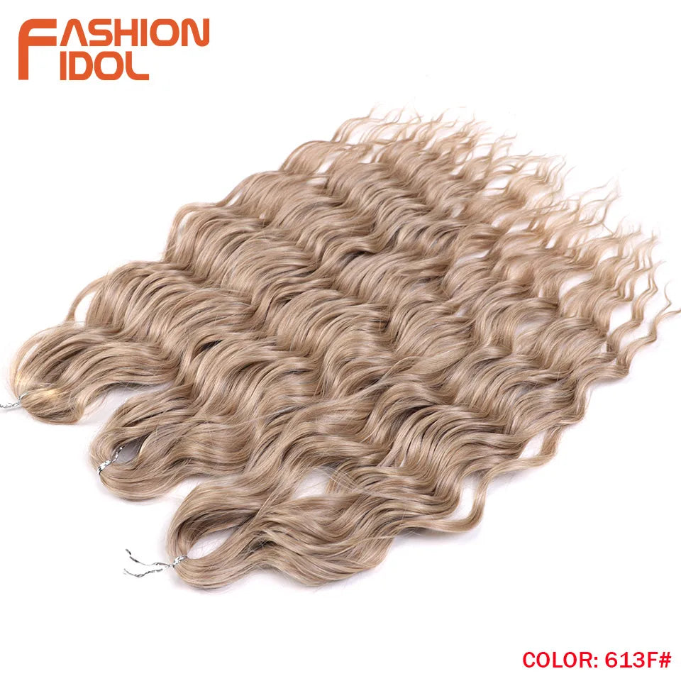 Loose Deep Wave Synthetic Braiding Hair Extensions - 24 Inch Water Wave, Ombre Blonde Twist Crochet