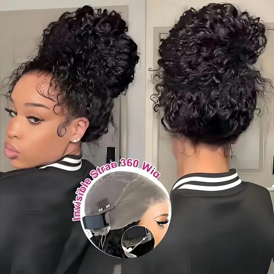 Kinky Straight HD Lace Frontal Wigs Brazilian Human Hair Density Black Full