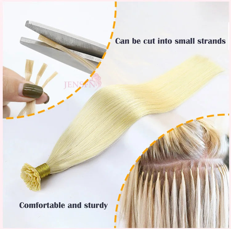 Flat Tip Hair Extensions Remy, 100% Human Keratin Straight Pre Bonded Wigs