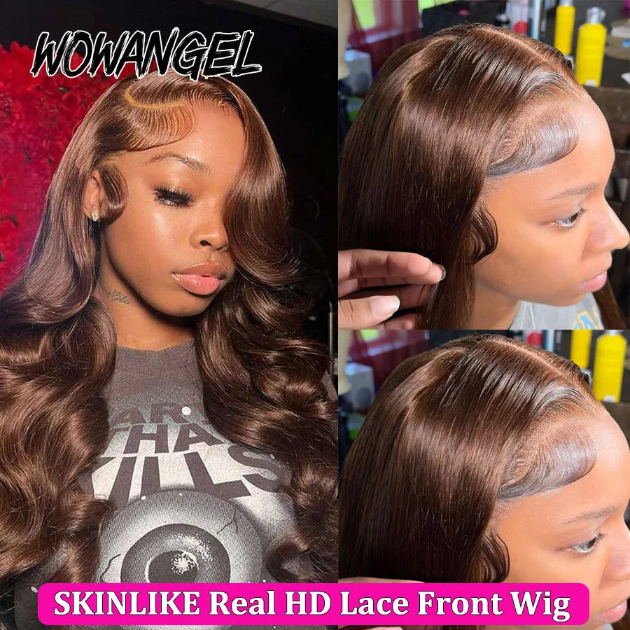 Chocolate Brown Wigs, 13x6 HD Lace Front Melt Skins Body Wave Human