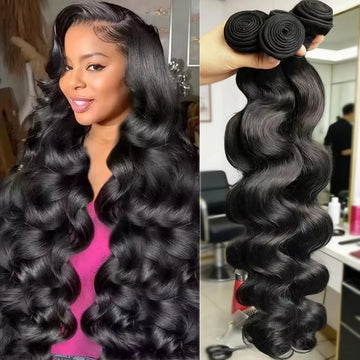 Raw Brazilian Body Wave Human Hair Bundles, 28-30 Inch, Virgin Remy, Sew-In Quick Weave