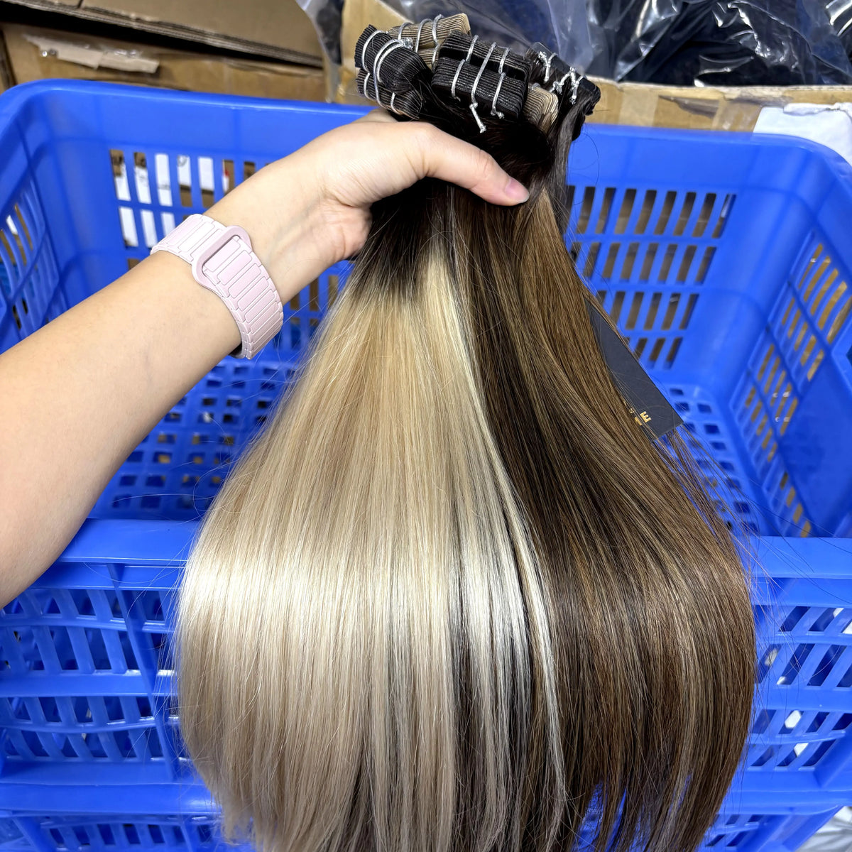 Tape in Vietnamese Virgin Human Hair 50g/ Colored Straight Extensions Skin Weft