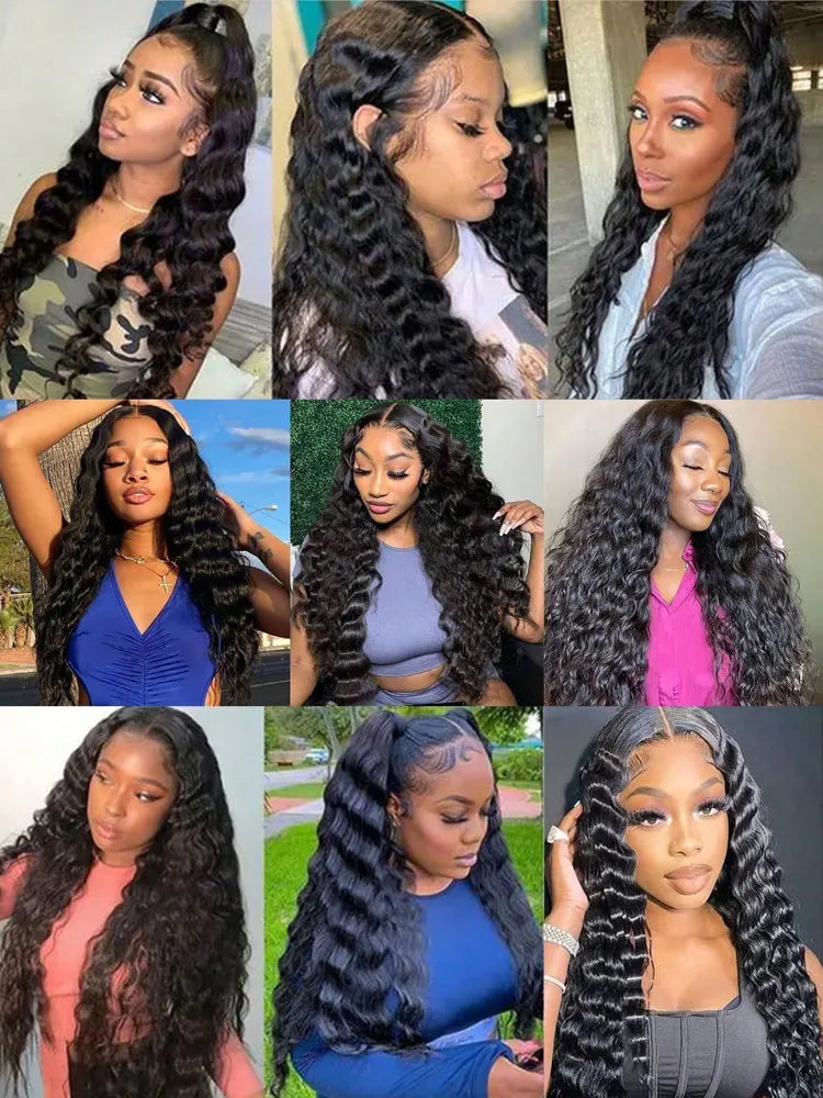 250% Density Deep Wave, 13x6 HD Lace Front Human Hair Wig Gluless