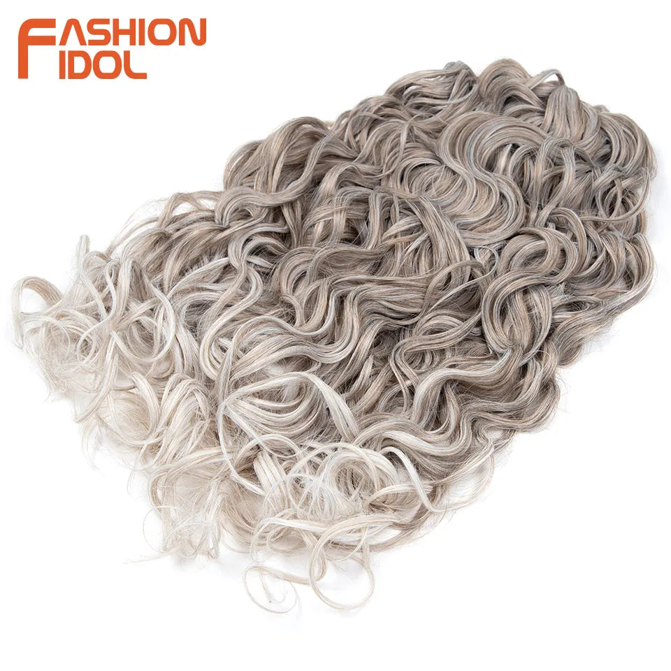 24 Inch Deep Wave Synthetic Braiding Hair, 3 Pcs, Water Wave, Ombre Grey Crochet Hair