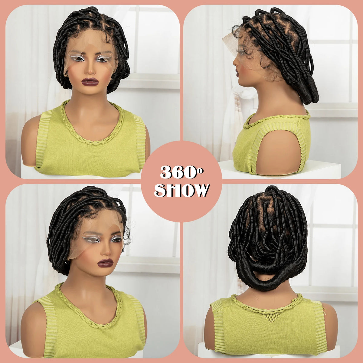 Bantu Braided Wigs Synthetic Full Lace Handmade Cornrow Natural Knotless Braids Baby