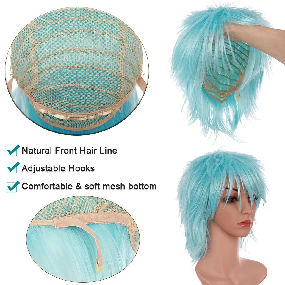 Synthetic Wig Cosplay White Red Green Blue Pink Yellow Hair Short Layer