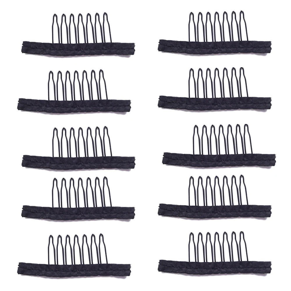 Black Teeth Wig Combs Set Lace Cap Accessories Safe Stable Clips Application