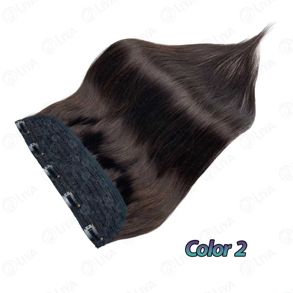 Light Brown Bone Straight Clip in Hair Extensions Full Head One-piece Human